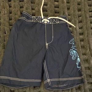 Old Navy Black and Blue Swim Trunks with Tribal Design